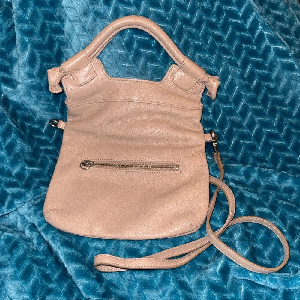 Foley + Corinna Tan Genuine Leather Foldover Zip Pocket Crossbody Small Purse - Picture 2 of 5